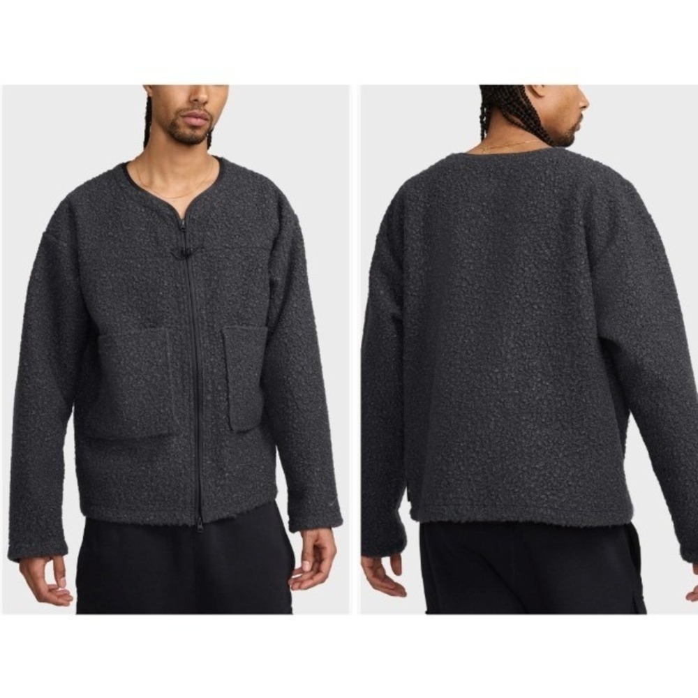 Nike Tech High Pile Sherpa Chore Jacket Mens Large Charcoal Grey‎ FZ0732-060 NWT